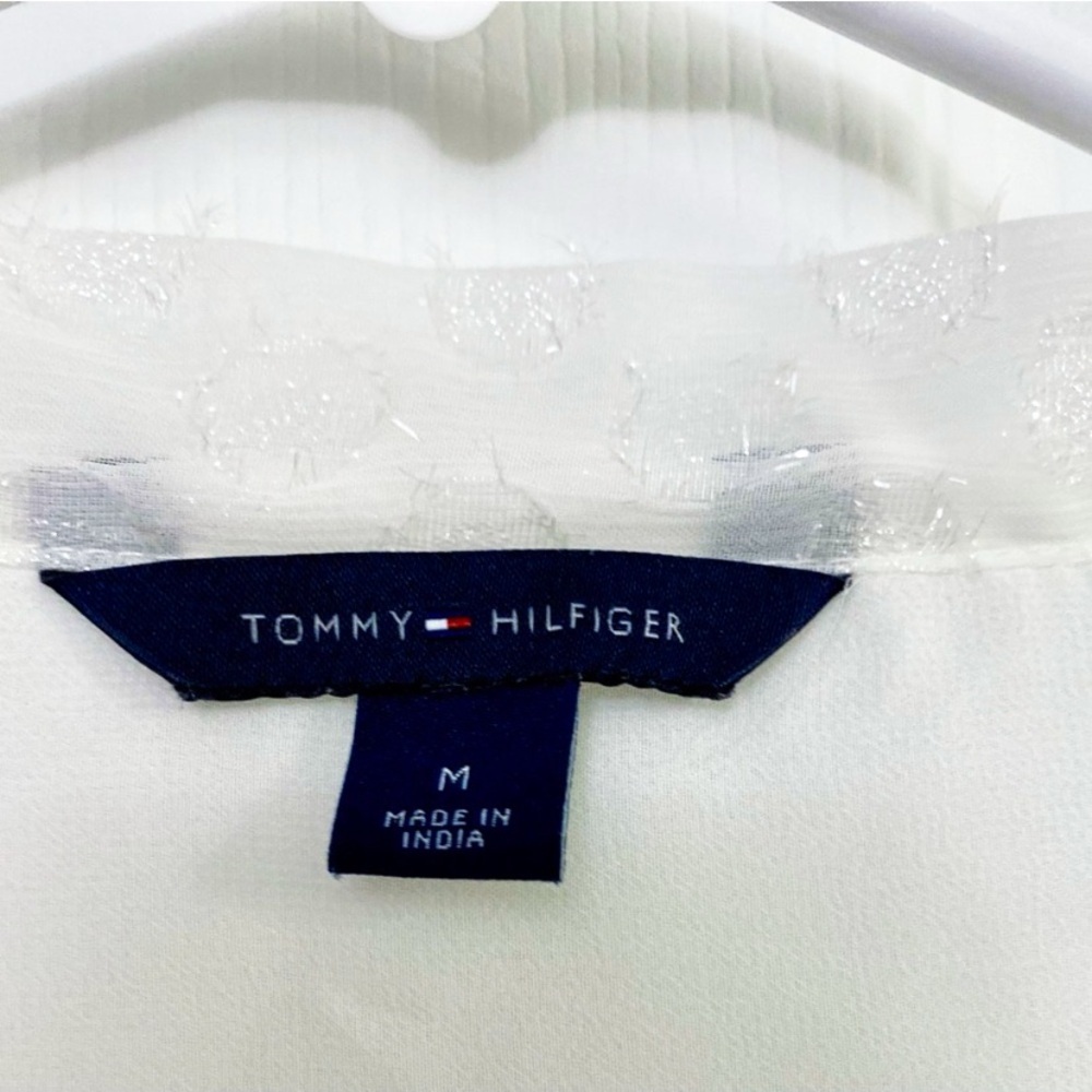 Tommy Hilfiger Semi-Sheer White Blouse w/ Sparkly Details - Picture 3 of 5